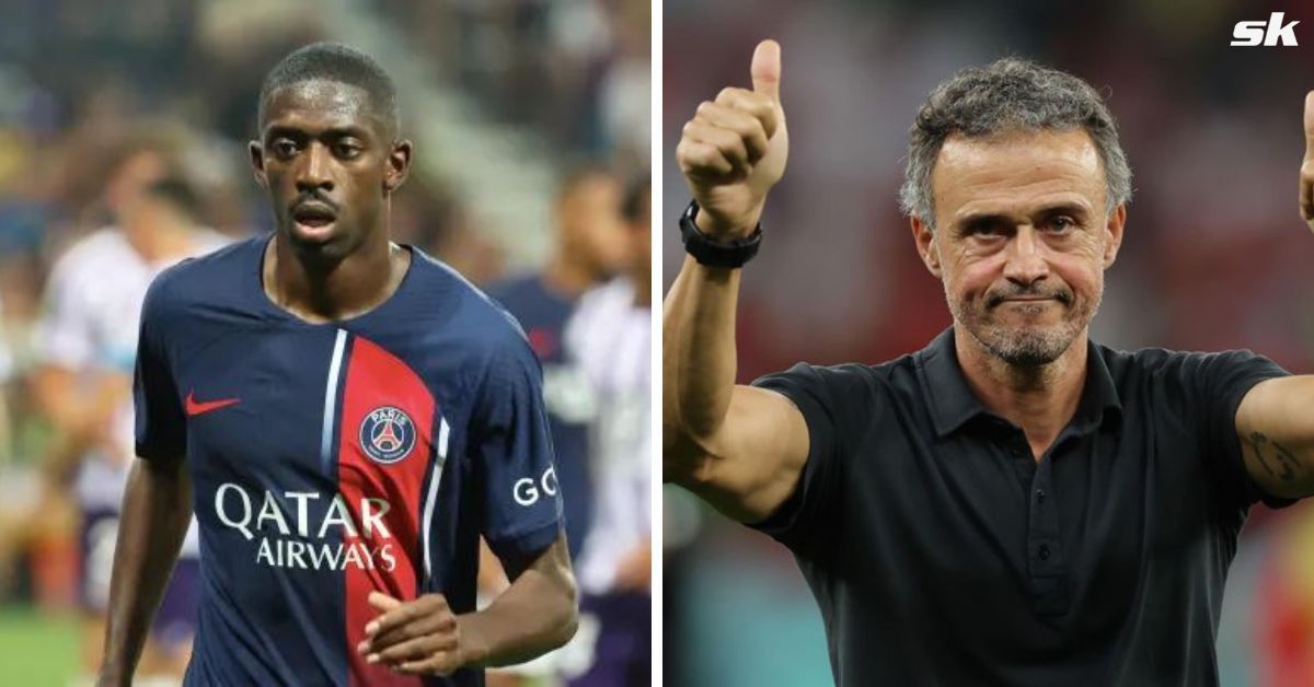 PSG boss Luis Enrique (right) and Ousmane Dembele