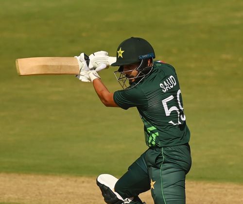 Saud Shakeel in action for Pakistan