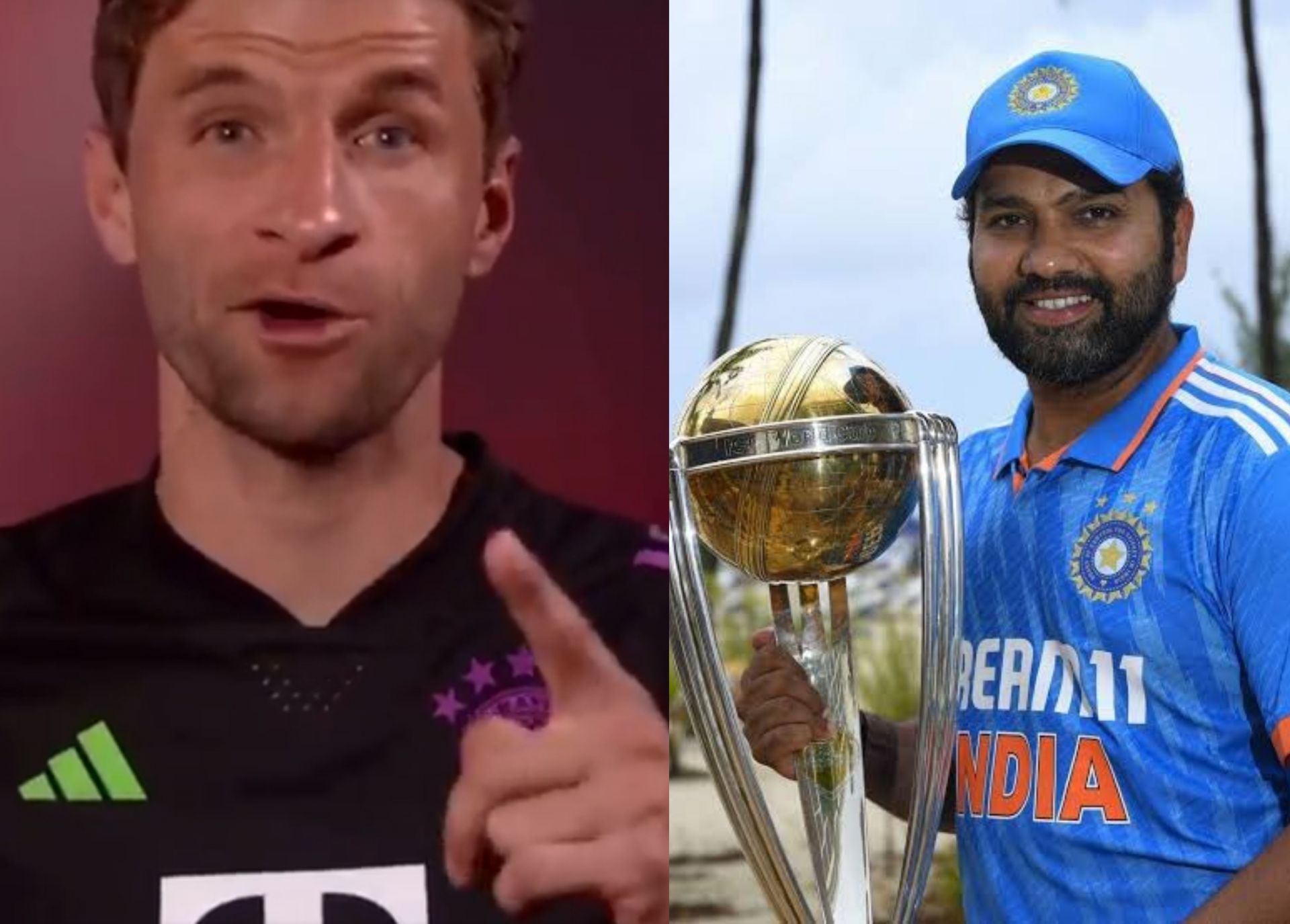 Two icons of sporting world - Thomas M&uuml;ller (l) and Rohit Sharma (r).