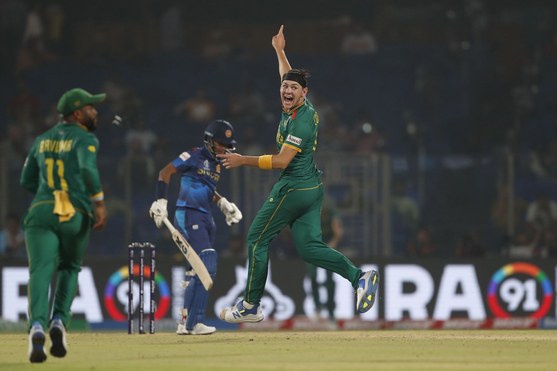 Gerarld Coetzee during South Africa v Sri Lanka - ICC Cricket World Cup 2023 [Getty Images]