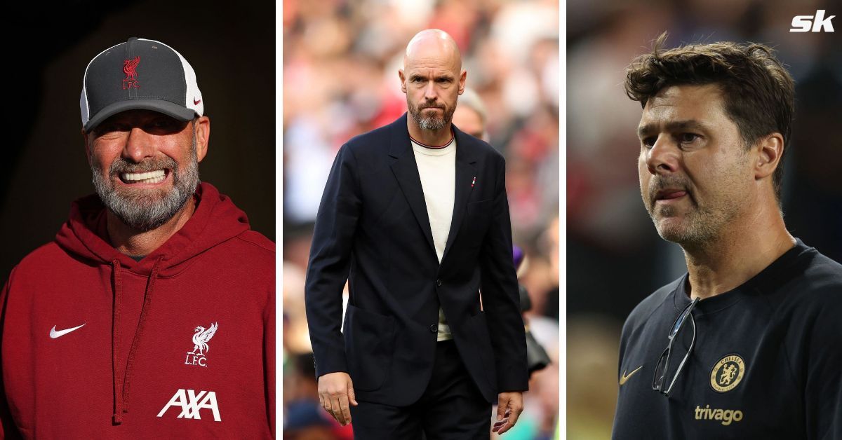 Liverpool manager Jurgen Klopp, Manchester United manager Erik ten Hag and Chelsea tactician Mauricio Pochettino (from left to right)