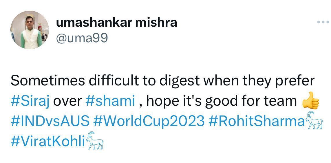 A fan hoped that the decision to play Siraj would benefit India.