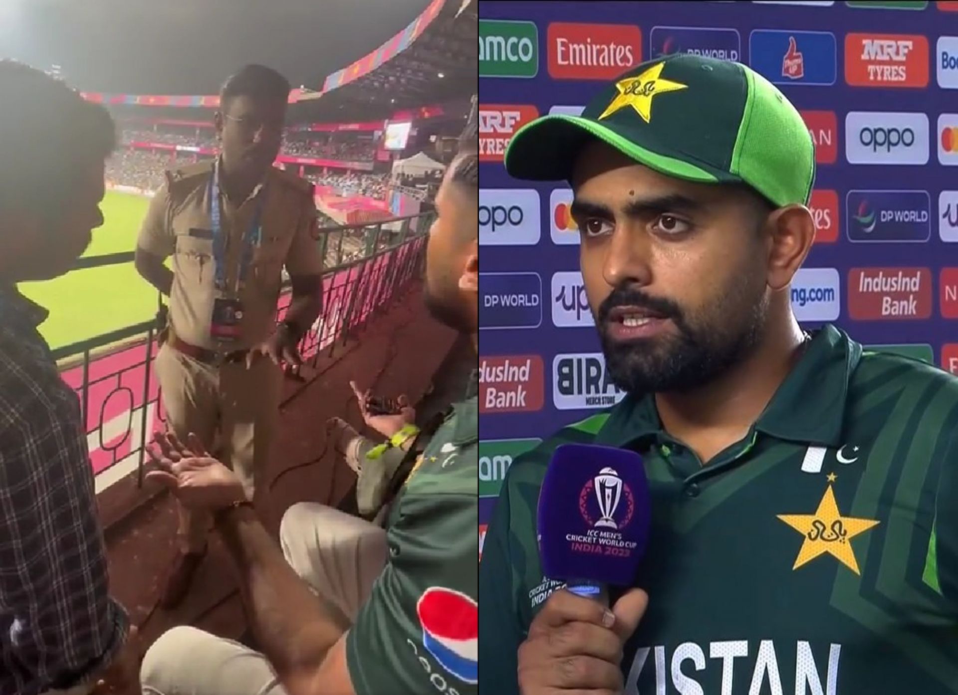 A Pakistan fan arguing with police officer at the stadium in Bangalore on Friday. 