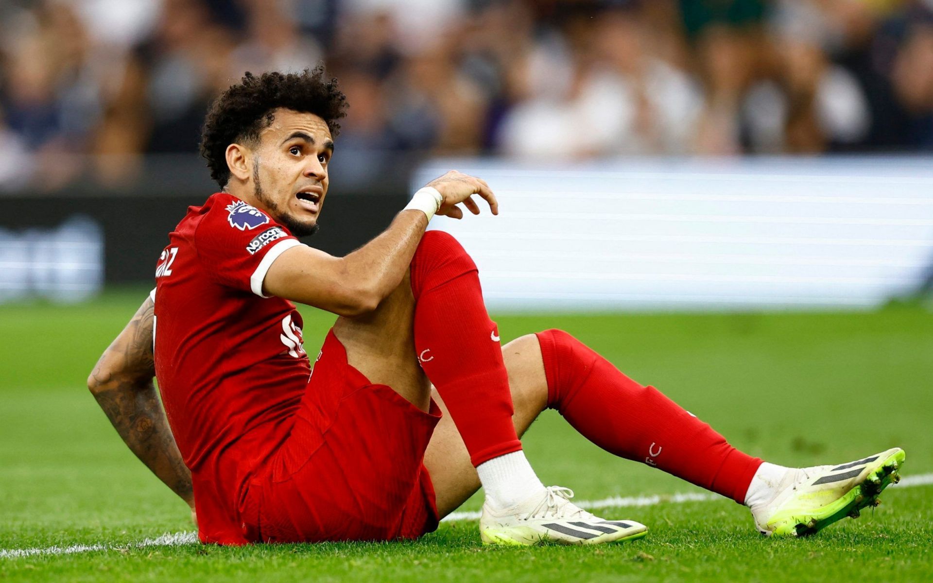 Luis Diaz in the game against Tottenham