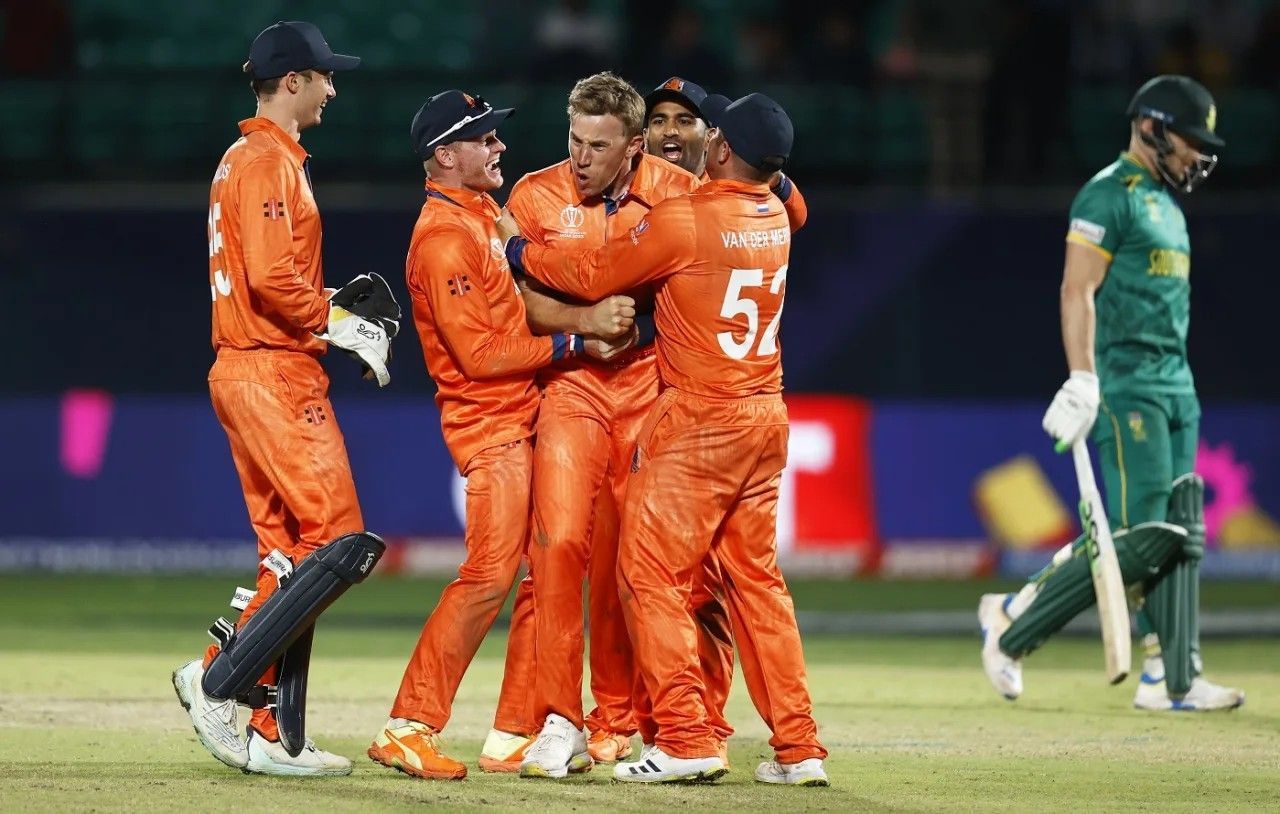 Dutch players celebrating David Miller&#039;s wicket [Getty Images]