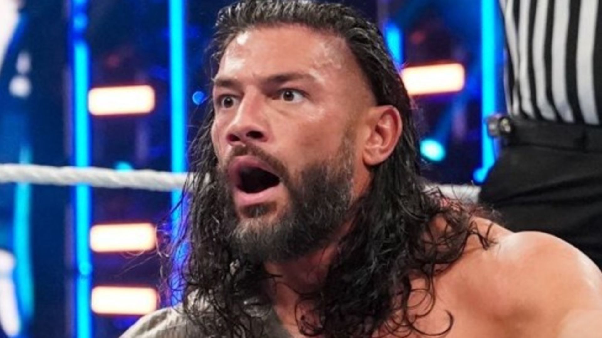 Roman Reigns shocked. Image Credits: wwe.com