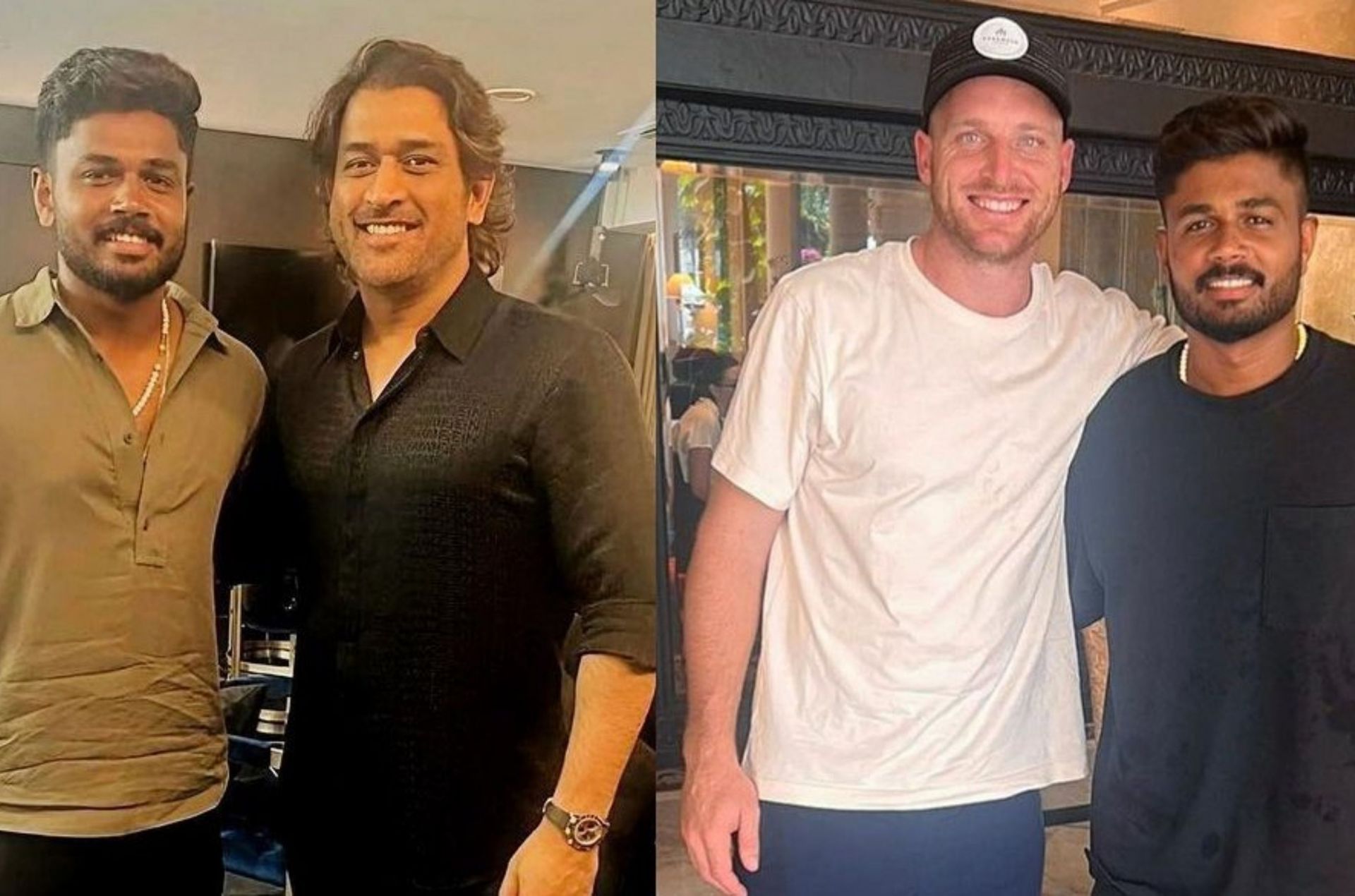 Sanju Samson with MS Dhoni and Jos Buttler.