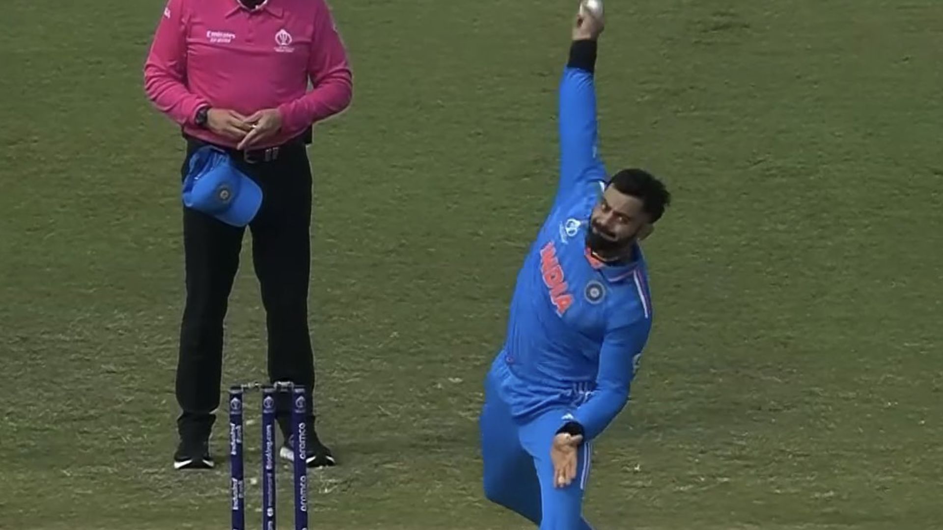 Crowd was right behind Virat Kohli as he bowled for India after a long time (P.C.:Hotstar)