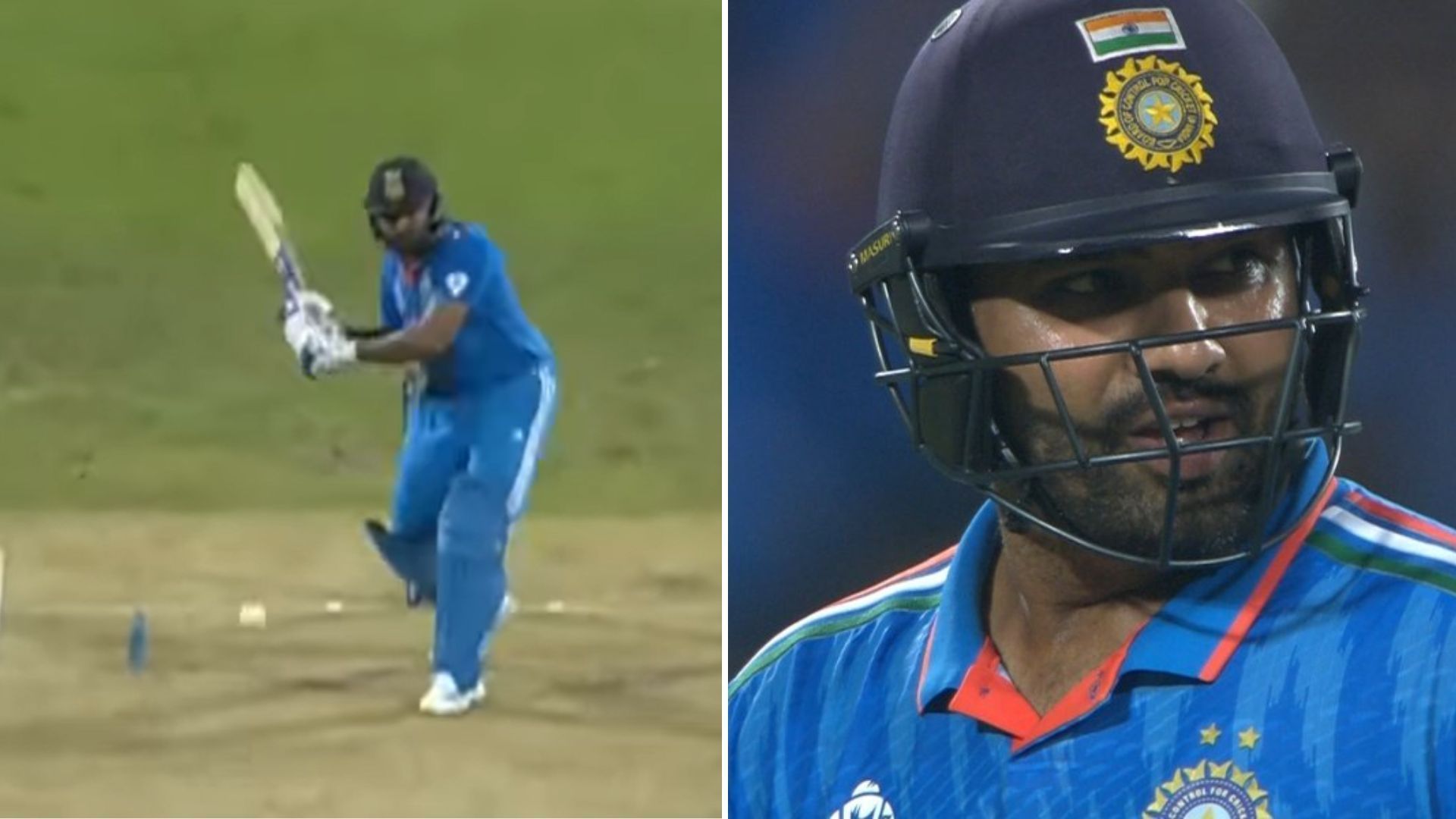 Rohit Sharma just missed out on clearing the ropes so close to his fifty (P.C.:ICC &amp; X)
