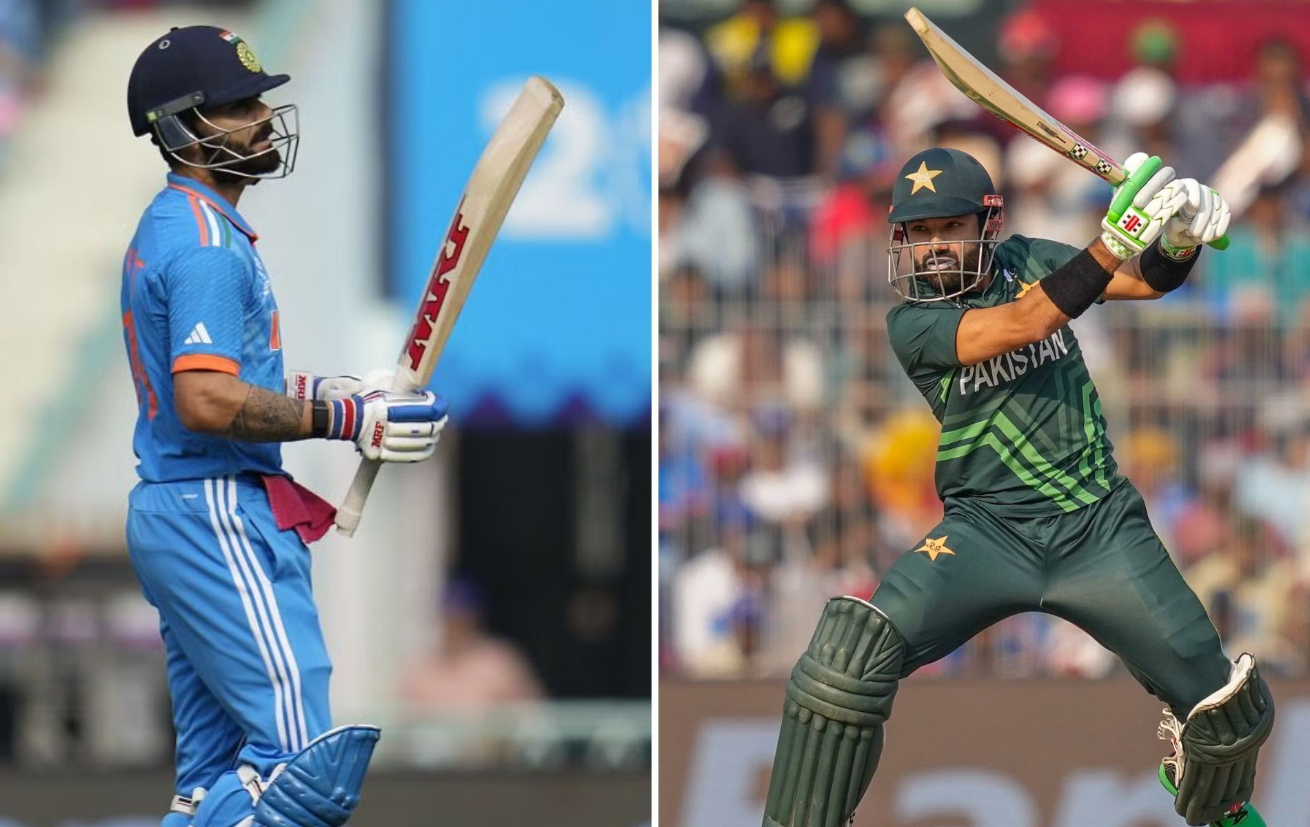 Virat Kohli (L) and Mohammad Rizwan (R). (Pics: AP)