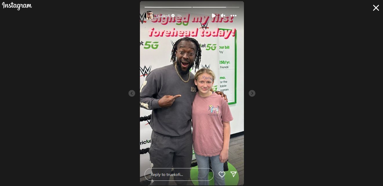 Screengrab of Kofi Kingston&#039;s Instagram story