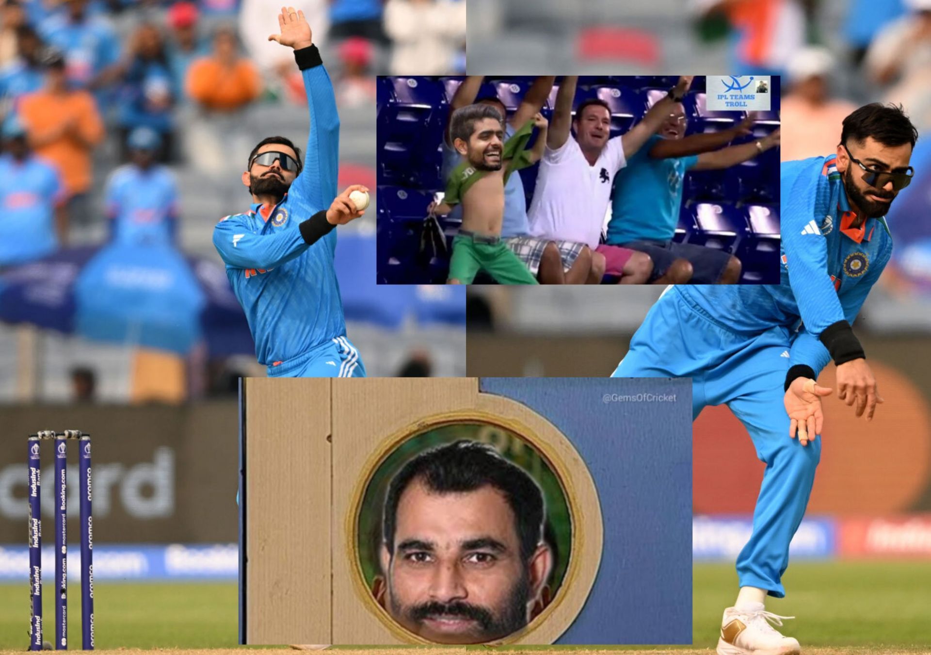 Fans react after Virat Kohli bowls on Thursday. 