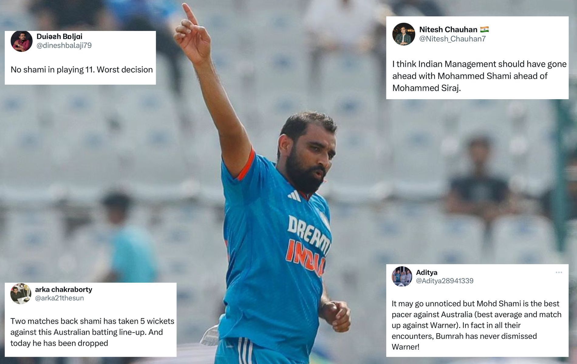 Several fans slammed the Indian team management for benching Mohammed Shami. (Pics: X) 