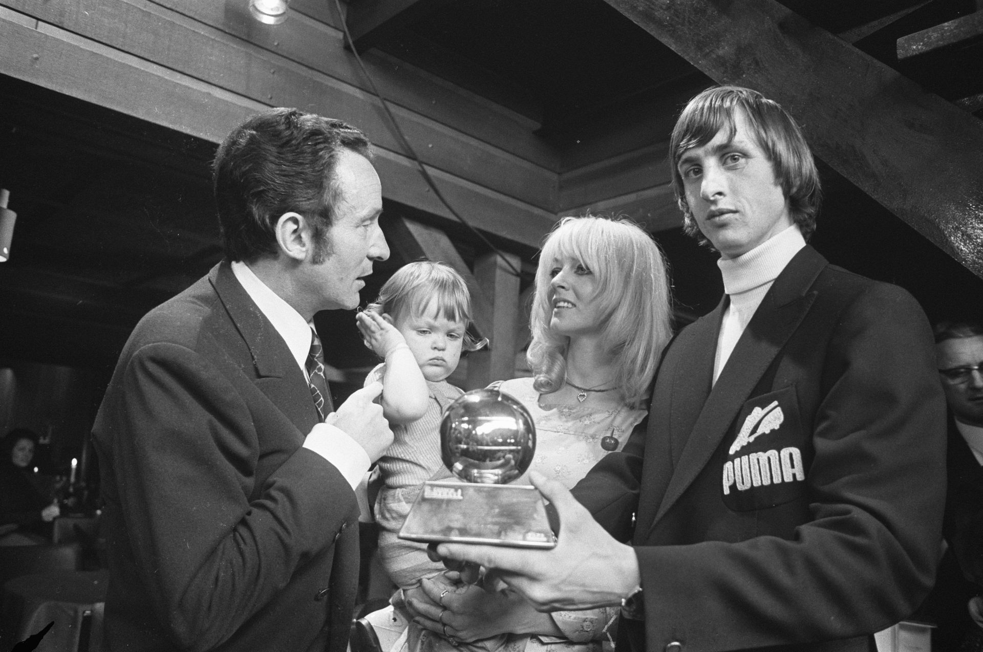 John Cruyff (far right) with the Ballon d&#039;Or