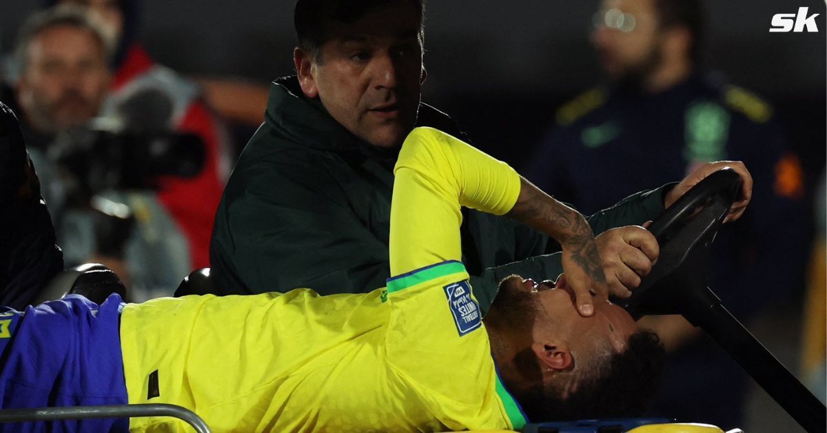 Neymar suffers injury against Uruguay.