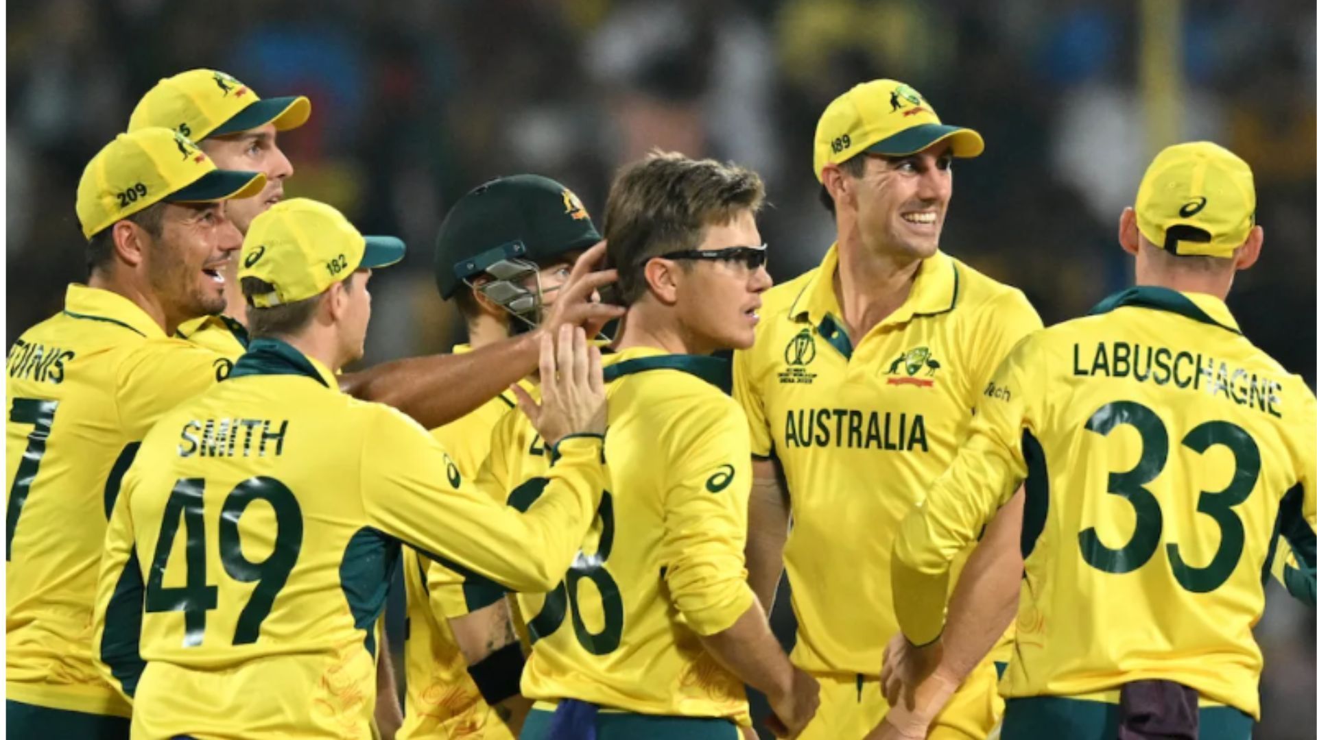 Australian players celebrate the wicket of Iftikhar Ahmed during the match against Pakistan (Pic: Getty)