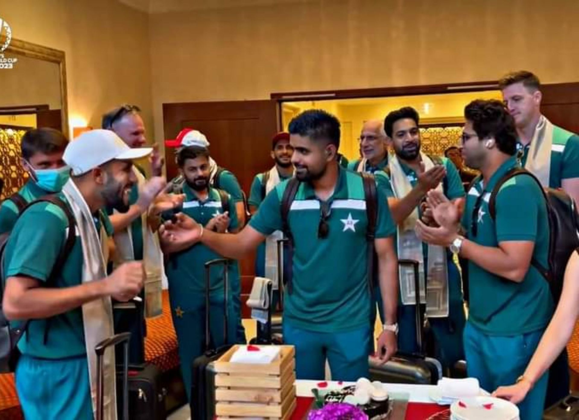 Babar Azam with his teammates in Bangalore. 