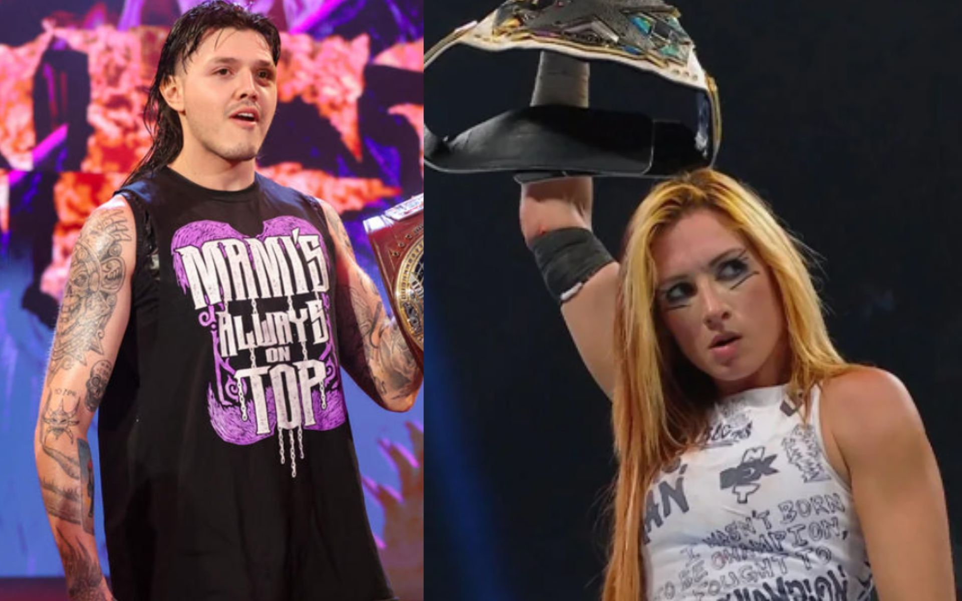 (Left) Dominik Mysterio (Right) Becky Lynch