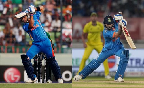 (Left) Virat Kohli during the 2011 World Cup; (Right) the batter during the 2023 ODI series against Australia. (Pics: Getty Images & AP)