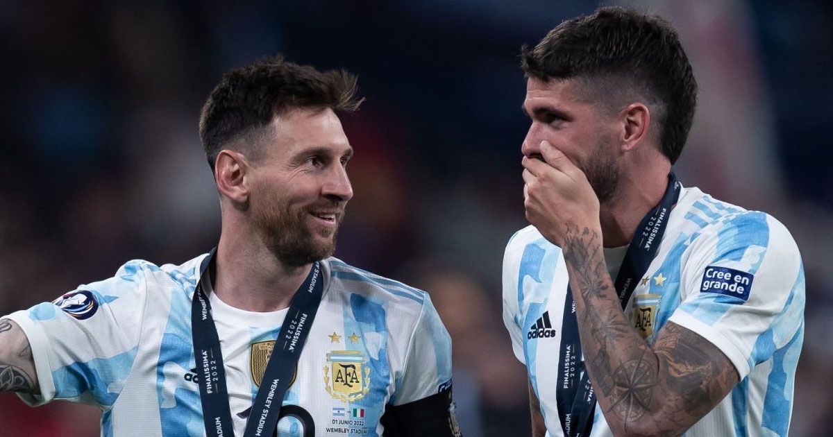 Rodrigo De paul and Lionel Messi in action for Argentina.