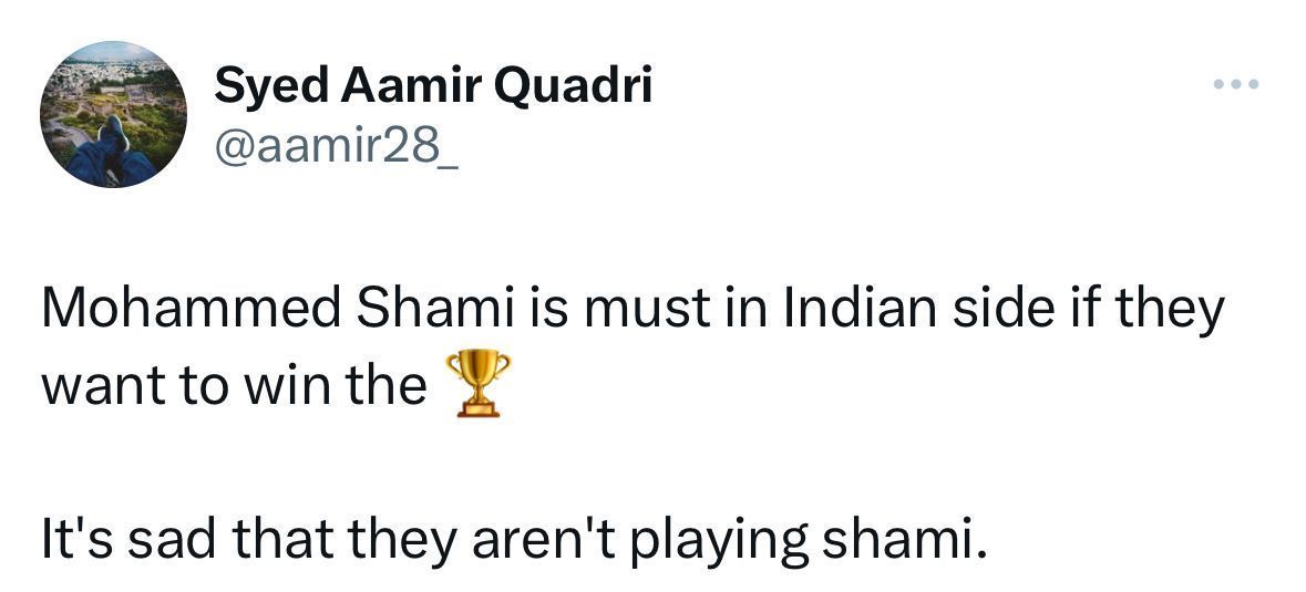 Another fan feels Mohammed Shami is important to India&#039;s World Cup chances.