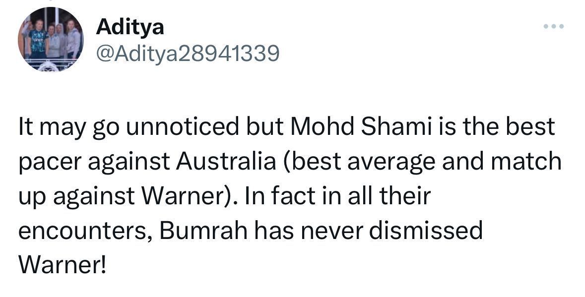 Fan highlighted Mohammed Shami&#039;s record against Australia.