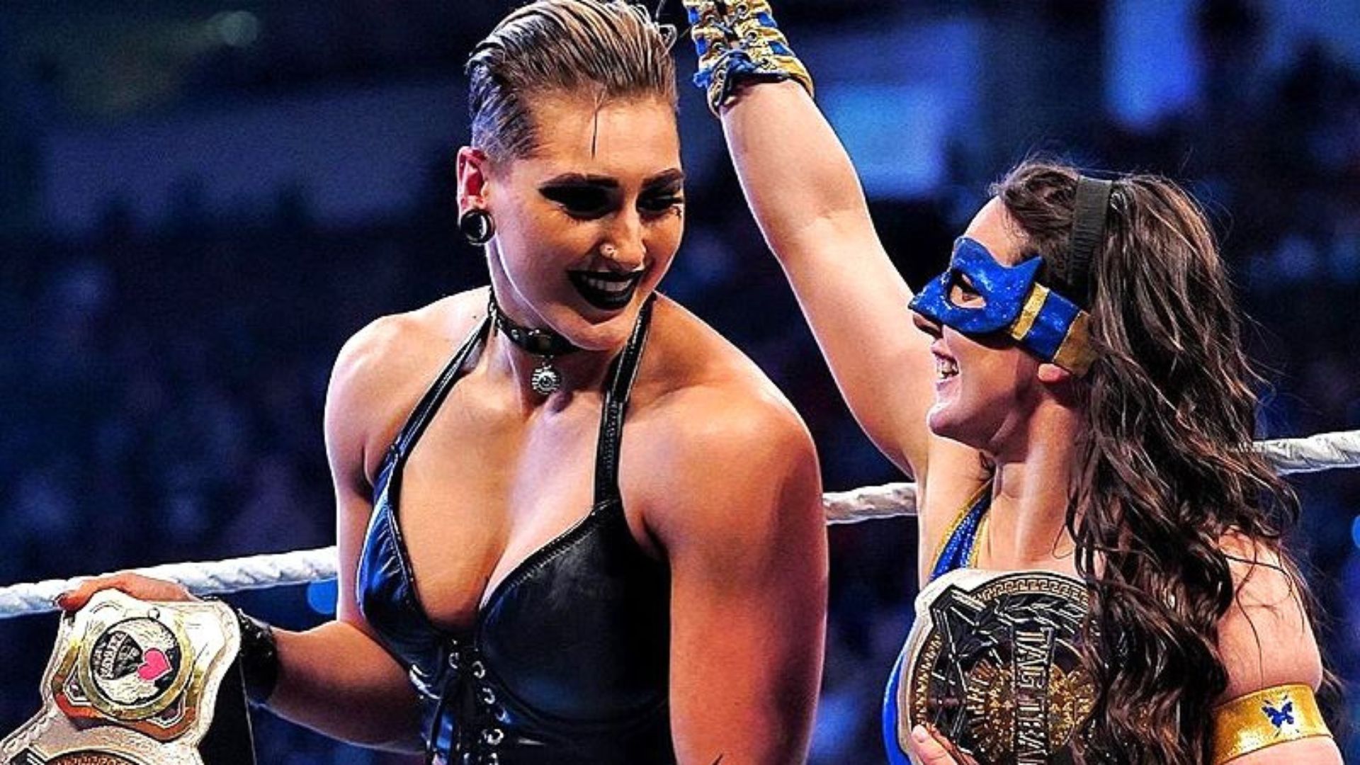 Rhea and Nikki as the Women&#039;s Tag Team Champions