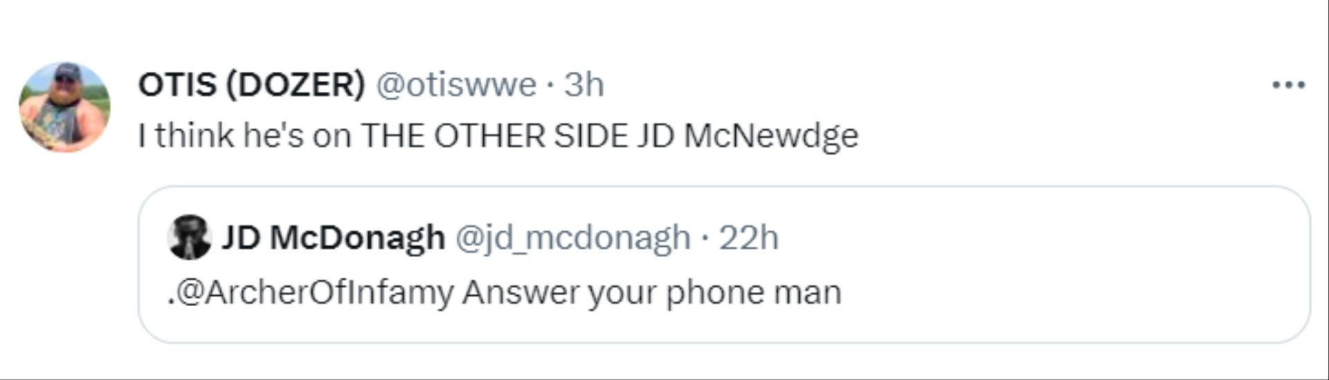 Otis trolling McDonagh once again on X