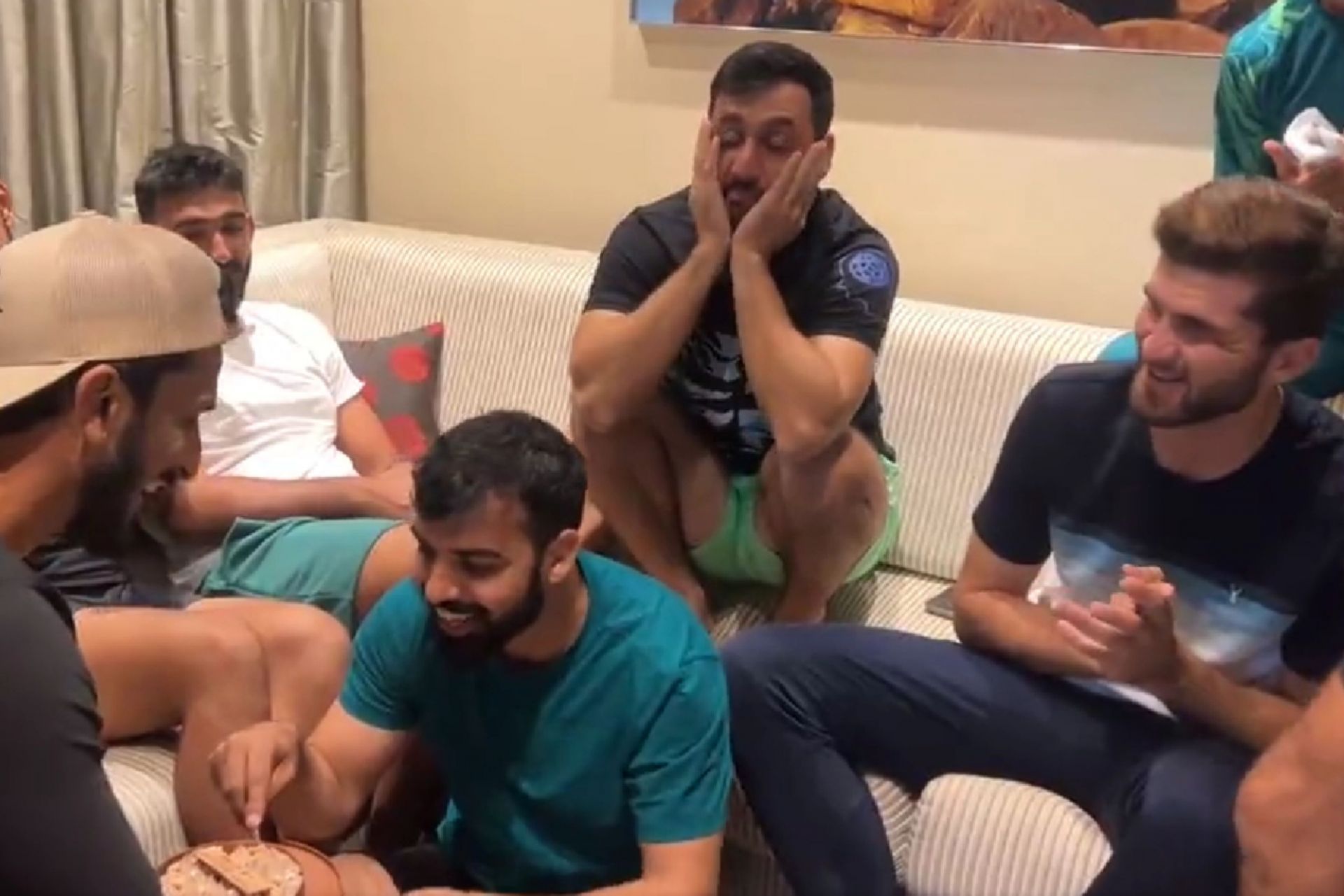 Shadab Khan celebrating his birthday with his teammates. 