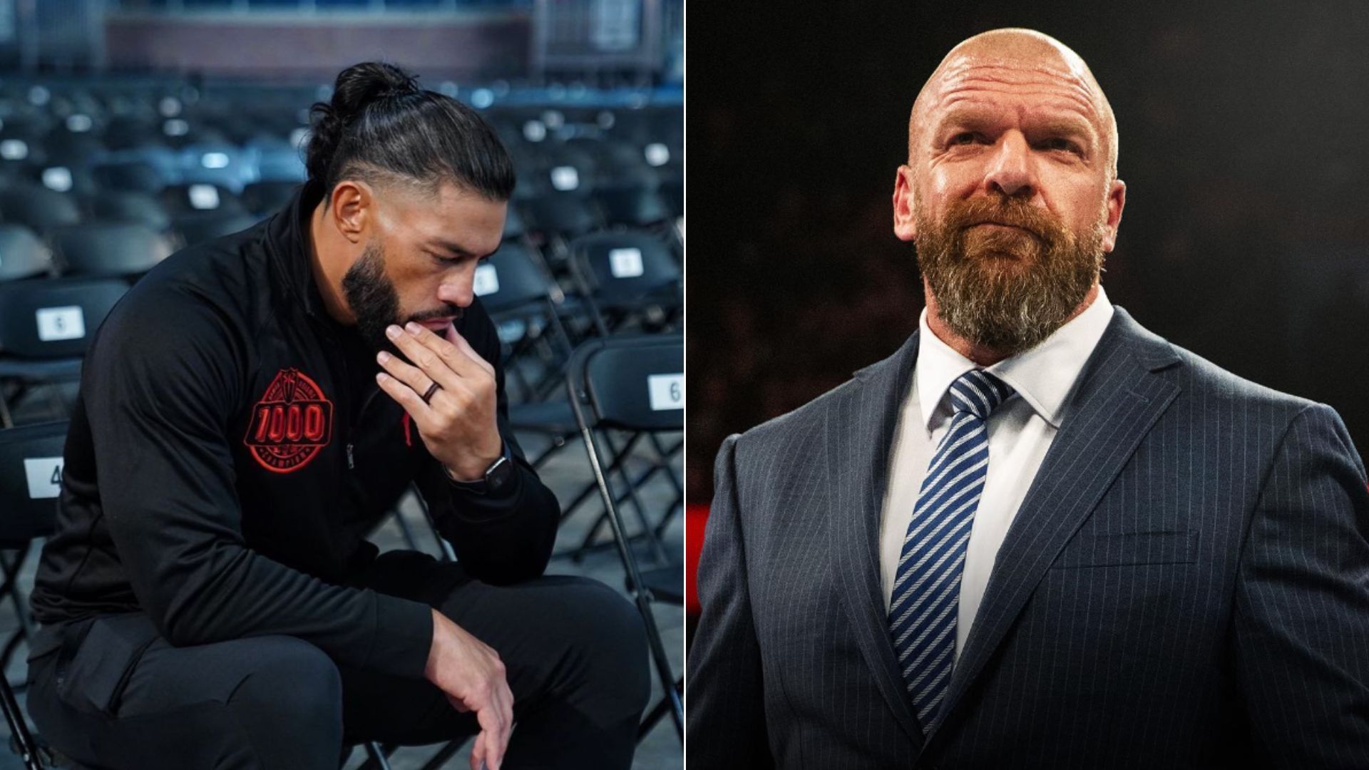 Roman Reigns (left); Triple H (right)