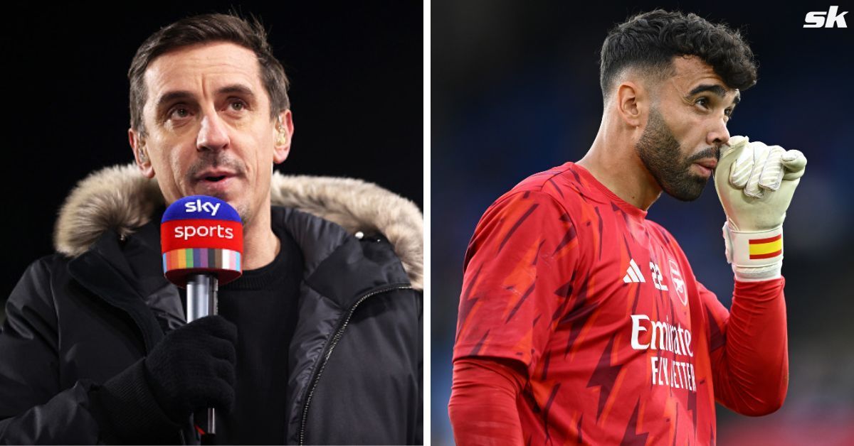 Former Manchester United skipper Gary Neville and Arsenal goalstopper David Raya