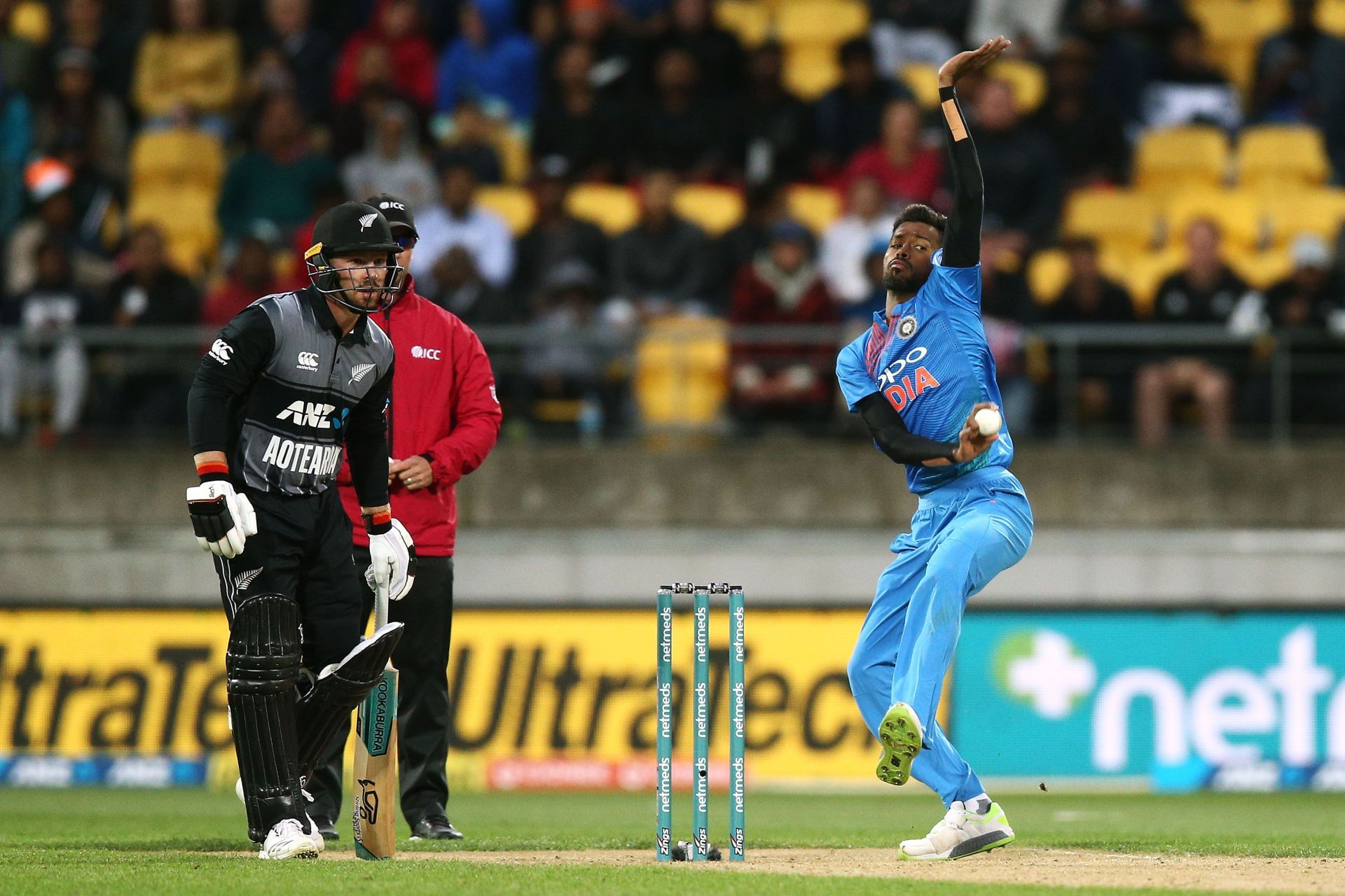 Pandya in action against New Zealand.