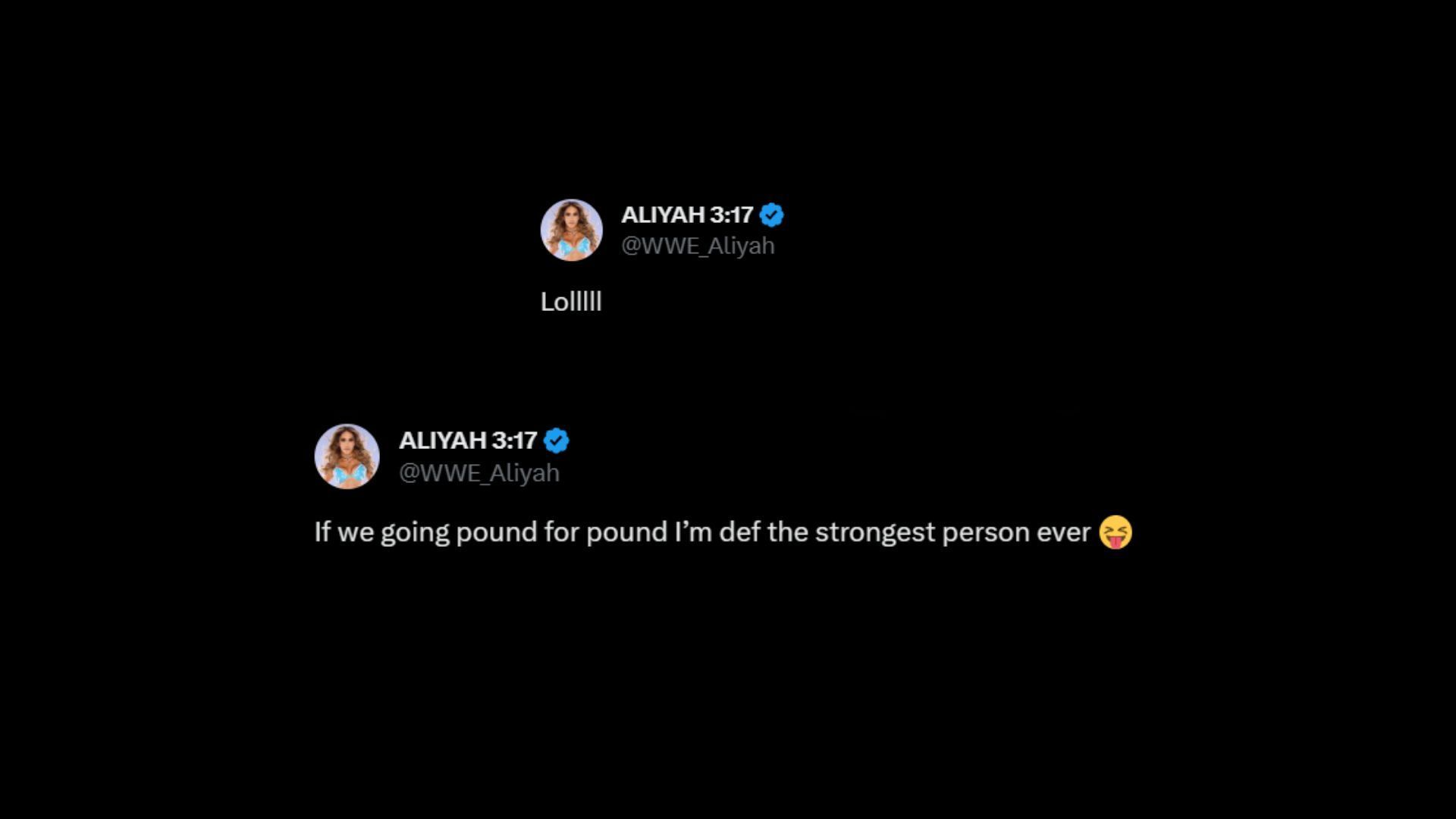 Screenshot of Aliyah&#039;s reactions on Twitter.