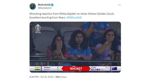 Ritika Sajdeh (left) and Prithi Narayanan (middle) after Ishan Kishan's wicket.