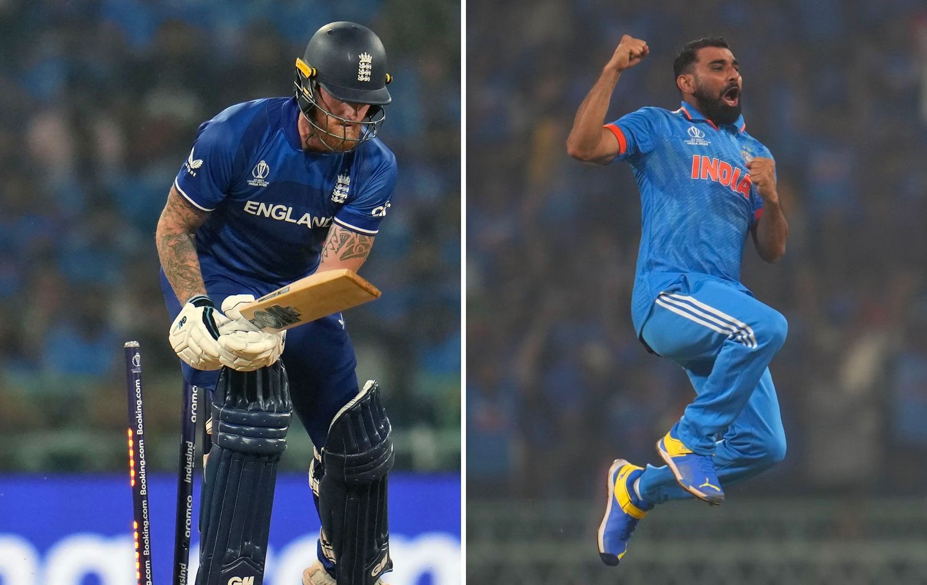Ben Stokes (L) departed for a 10-ball duck vs India. (Pics: AP)