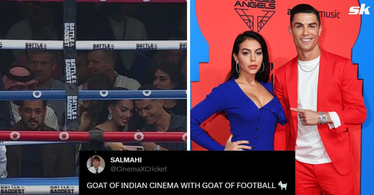 Fans react as Cristiano Ronaldo and Georgina Rodriguez are seated next to Salman Khan in Fury-Ngannou fight