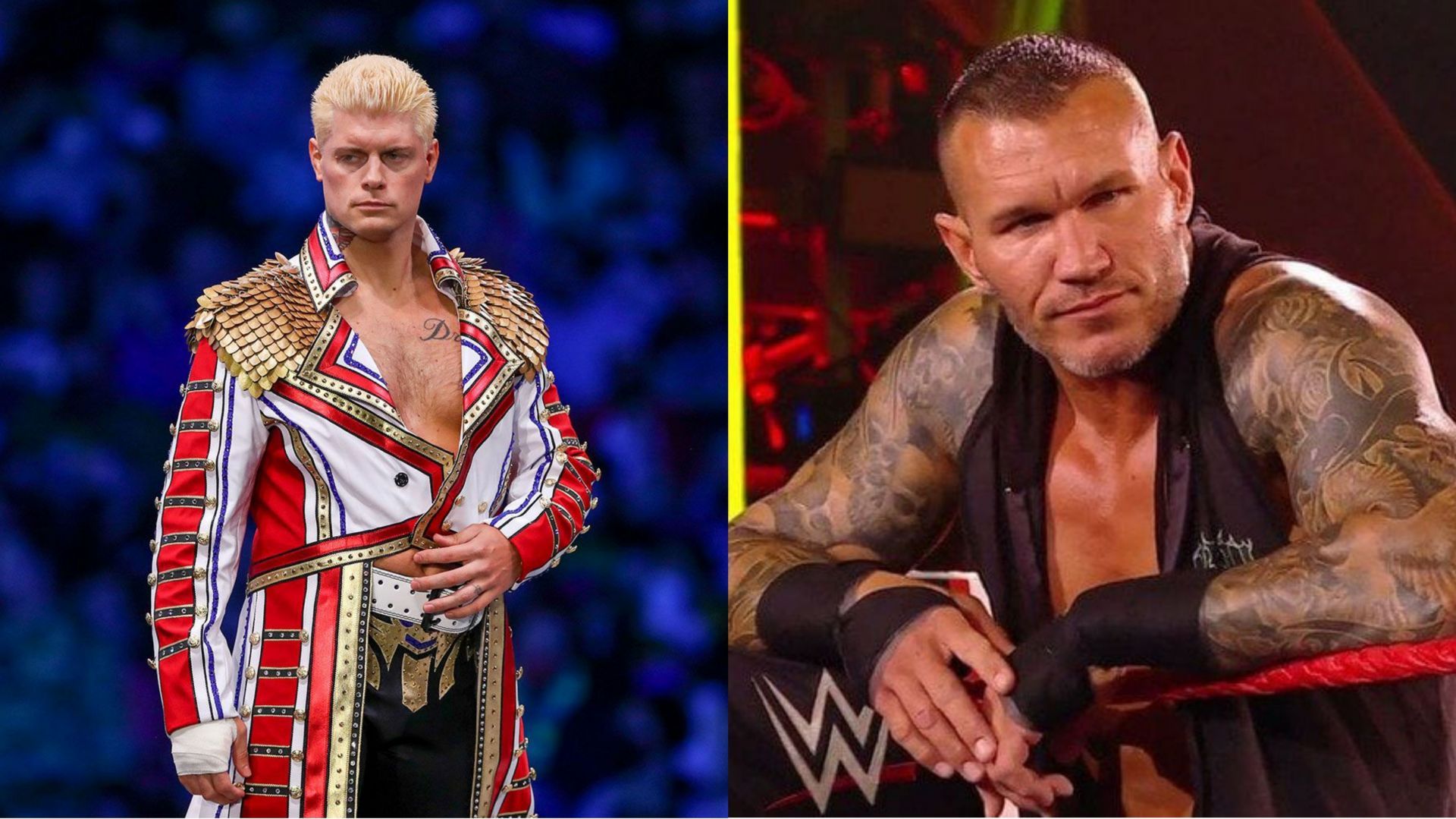 Cody Rhodes (left); Randy Orton (right)