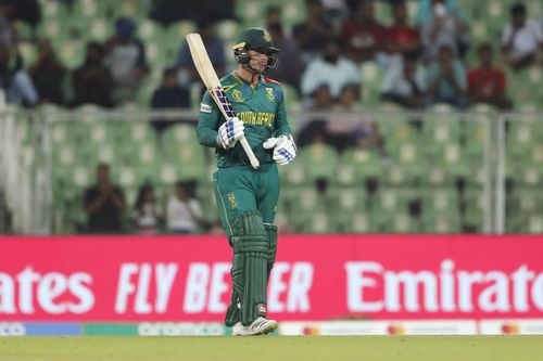 Quinton de Kock during the ICC Men's Cricket World Cup India 2023 warm-up fixture [Getty Images]