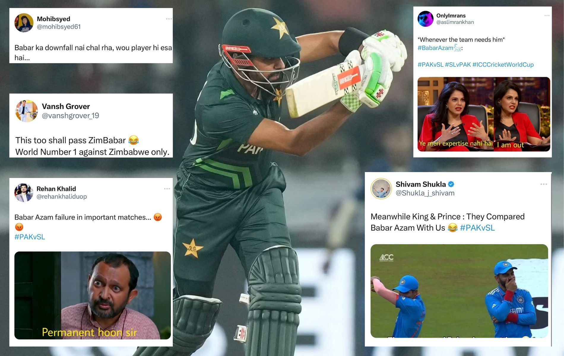 Babar Azam suffered back-to-back failures in 2023 World Cup. (Pics: AP/X)