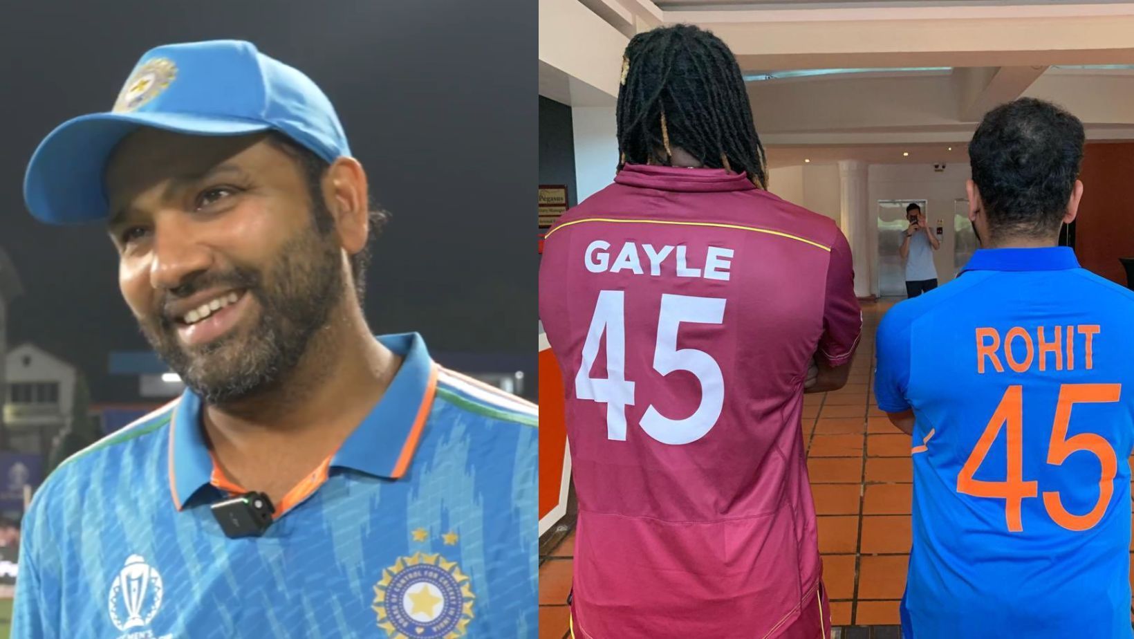 Rohit Sharma (L) talks about learning from Chris Gayle.