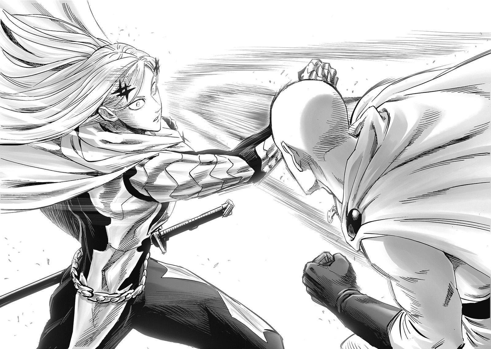 Flashy Flash and Saitama as seen in One Punch Man Chapter 194 (Image via Shueisha)