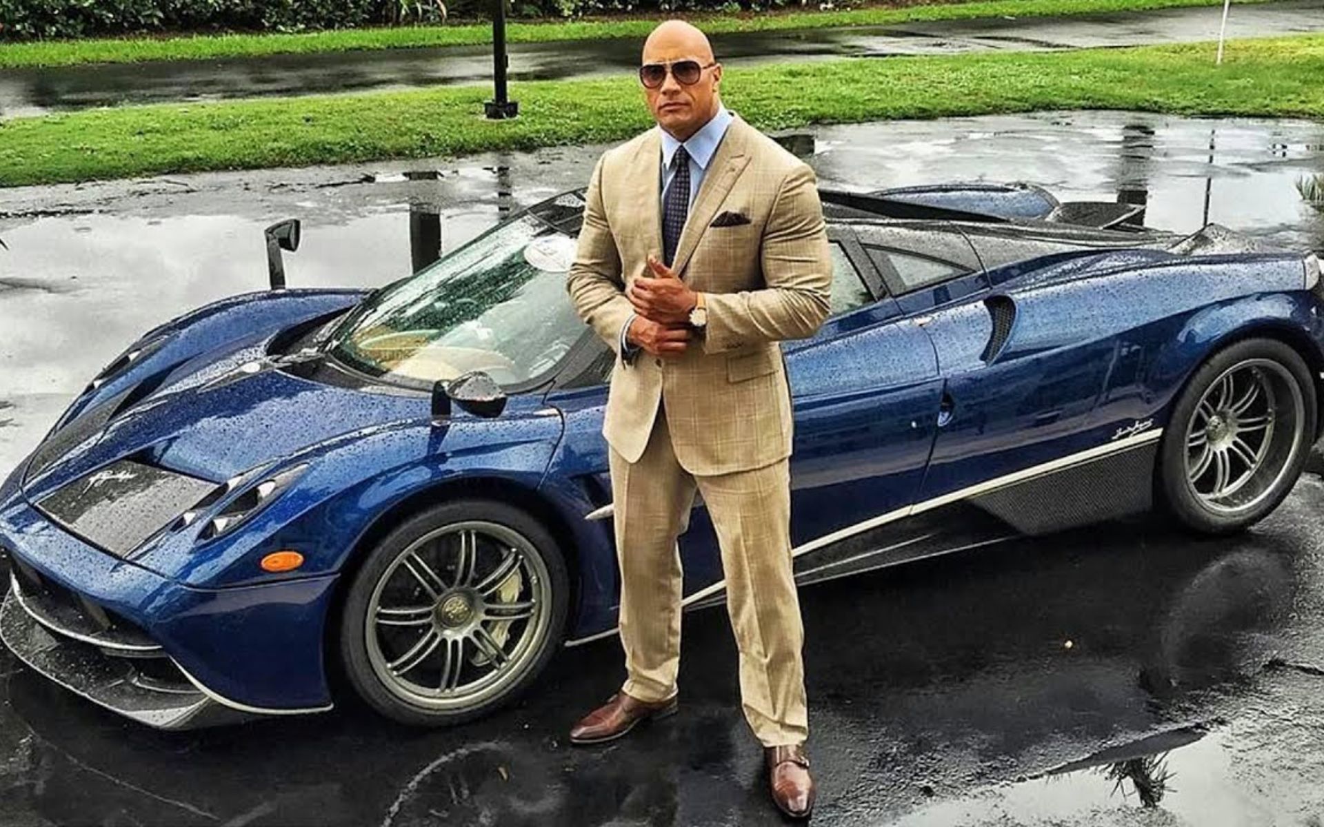 The Rock with his custom-made Pagani Huayra.