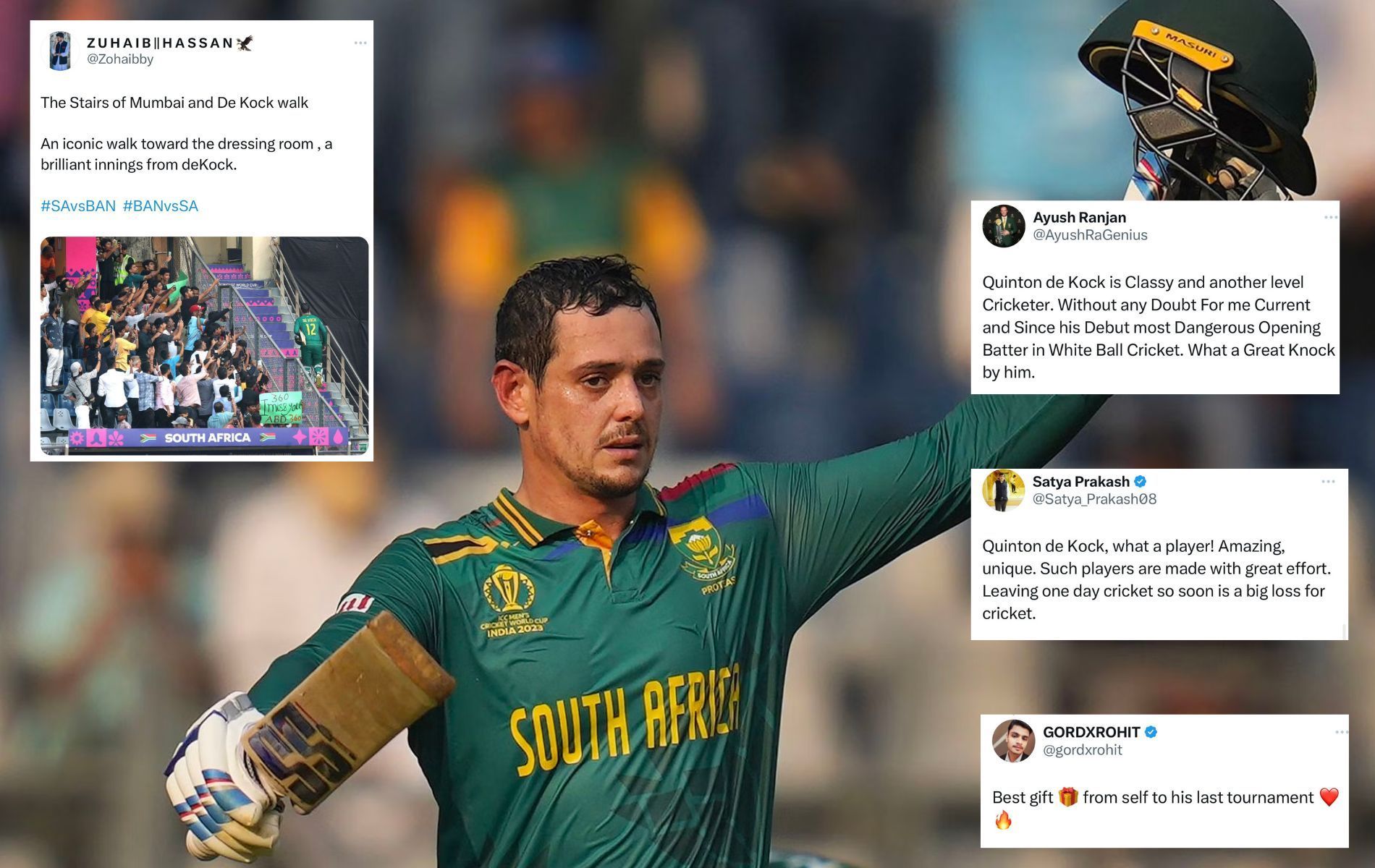 Quinton de Kock has been in spectacular form in the 2023 World Cup. (Pics: AP/X)