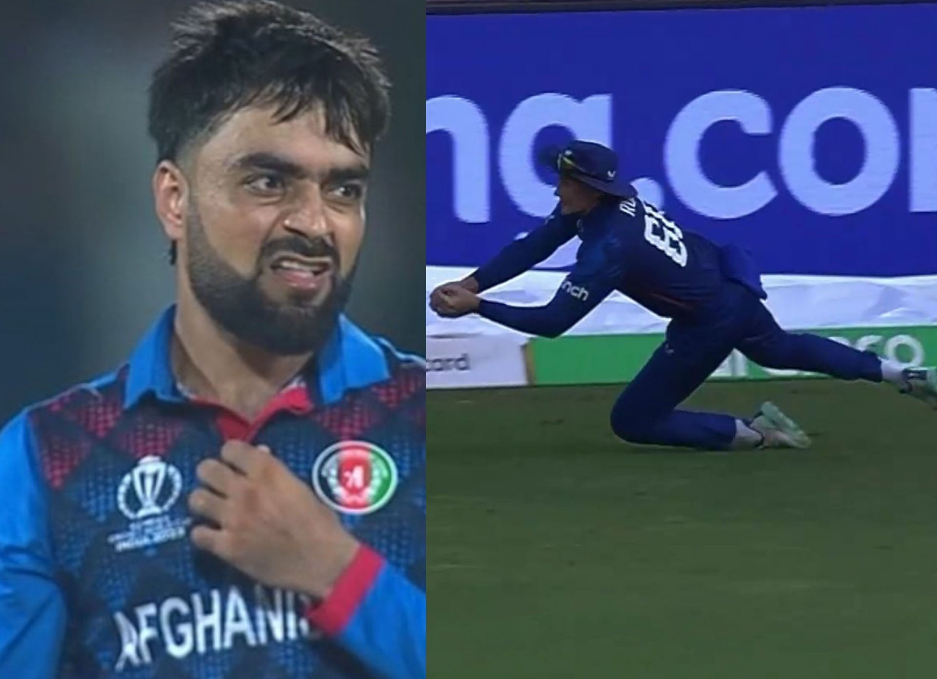 Joe Root takes a stunner to dismiss Rashid Khan on Sunday. 