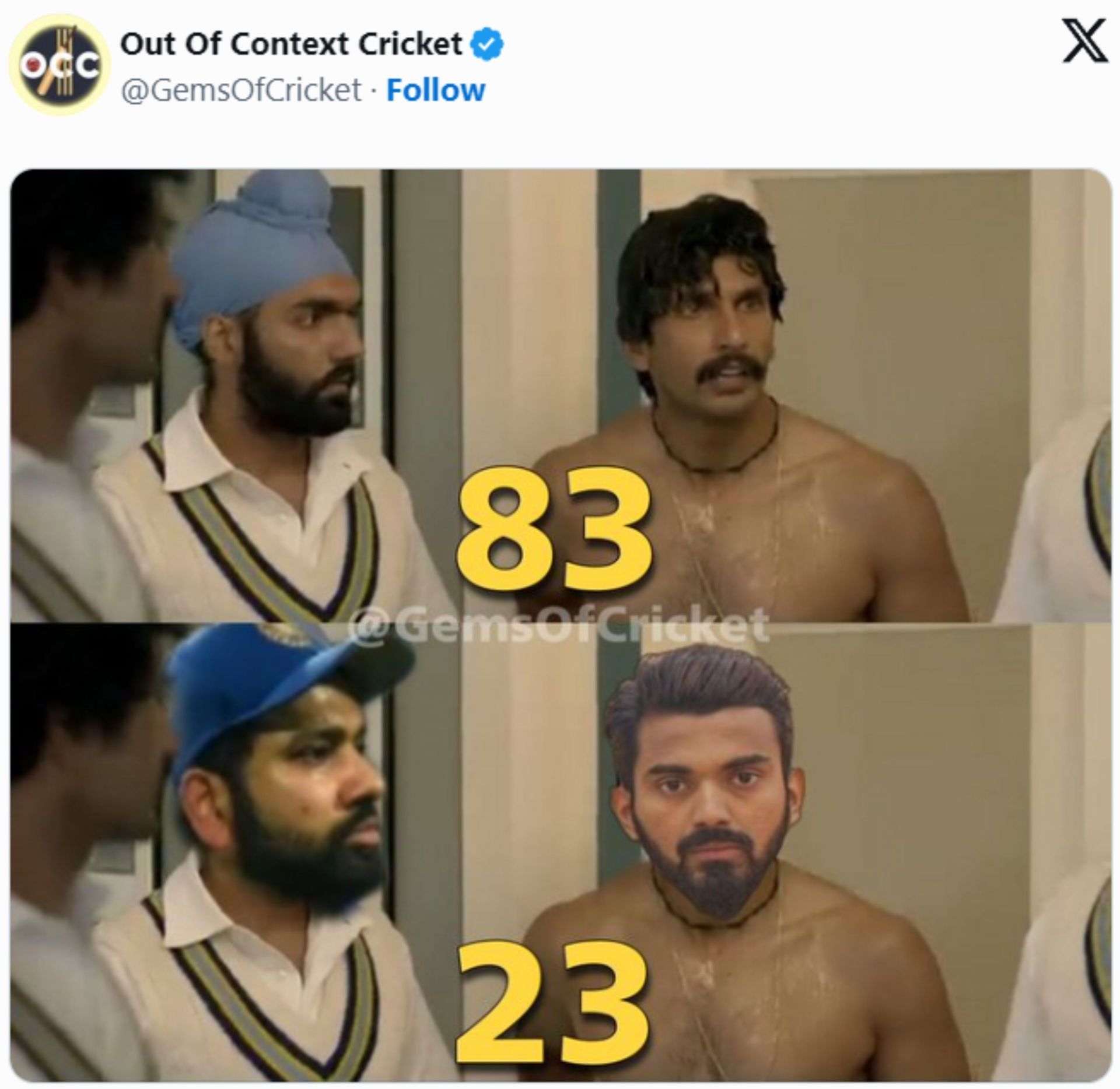 A fan shared the meme after KL Rahul&#039;s knock on Sunday.