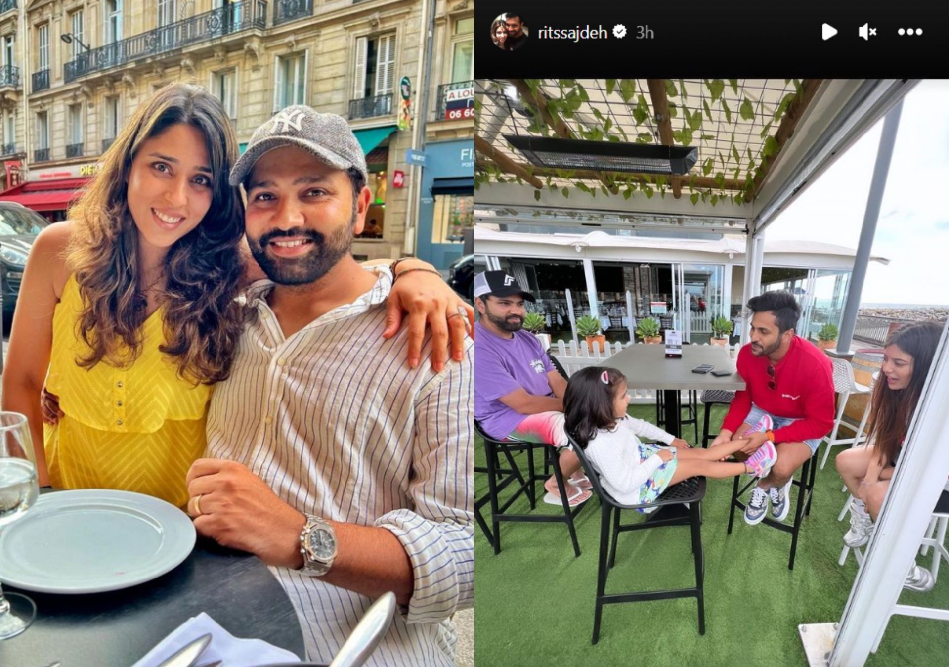 Rohit Sharma and Shardul Thakur with their families. 