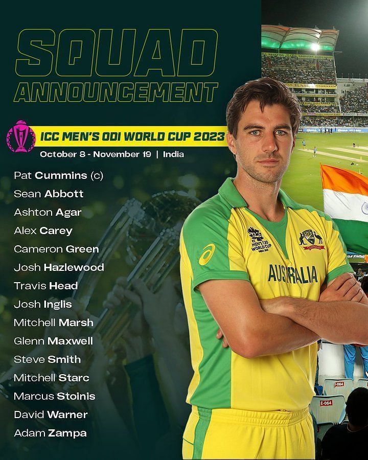 Cricket World Cup Australia Squad 2023 - Full Players List