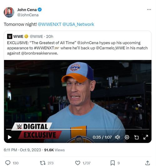 Cena is ready to increase NXT's star power