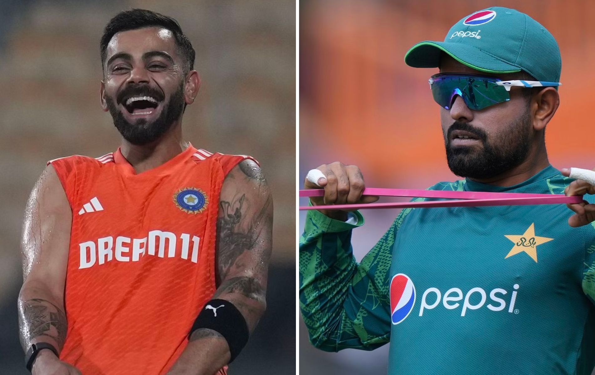 Virat Kohli (L) and Babar Azam (R). (Pics: AP) 