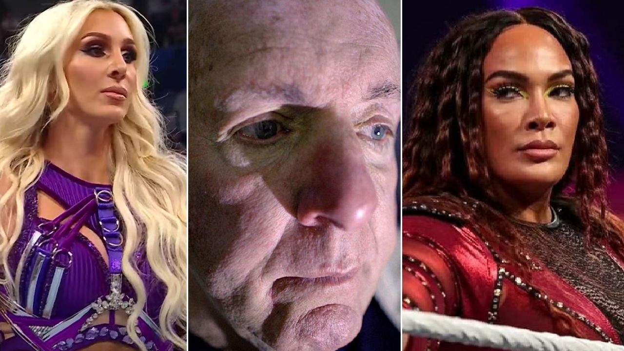 Charlotte Flair, Ric Flair, and Nia Jax (left to right)